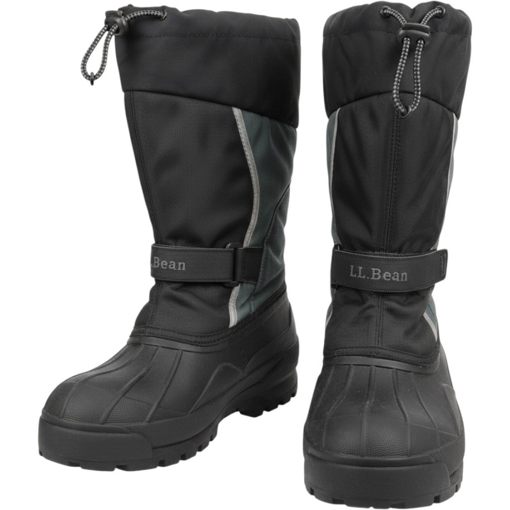 LL Bean Snow Boots Kids Size 5 Black Gray Reflective Insulated